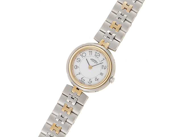 HERMES エルメス プロフィール GP/SS ホワイト文字盤 レディース