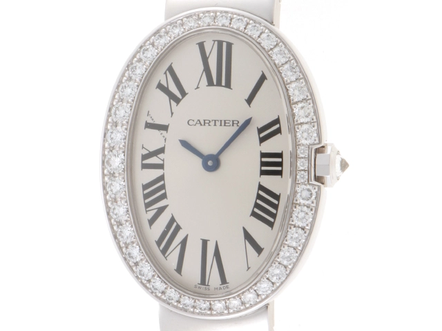 Cartier カルティエ 時計 レディース ベニュワールSM ダイヤベゼル WB520006 シルバー文字盤 WG ホワイトゴールド （2147100511048）【200】T
