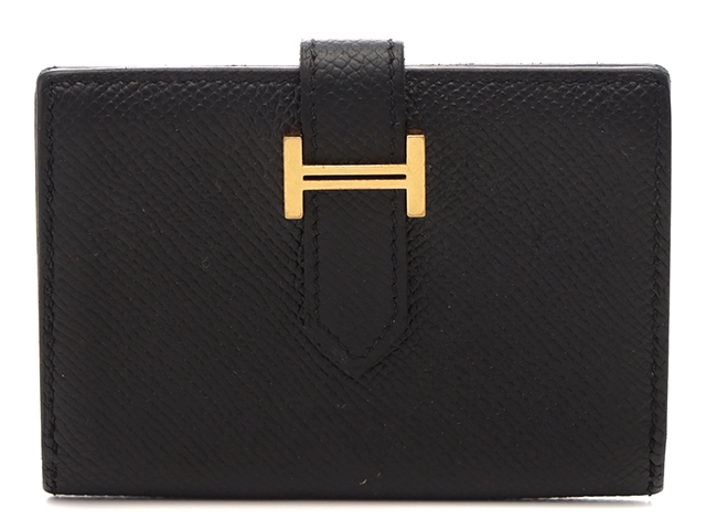 HERMES エルメス 財布 ベアンカードケース A刻印 ブラック/GP 
