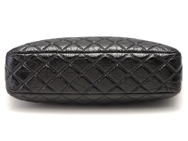 CHANEL シャネル ココマーク マトラッセチェーンショルダートート シャイニーエイジドカーフスキン ブラック ゴールド金具 AS1875【434】