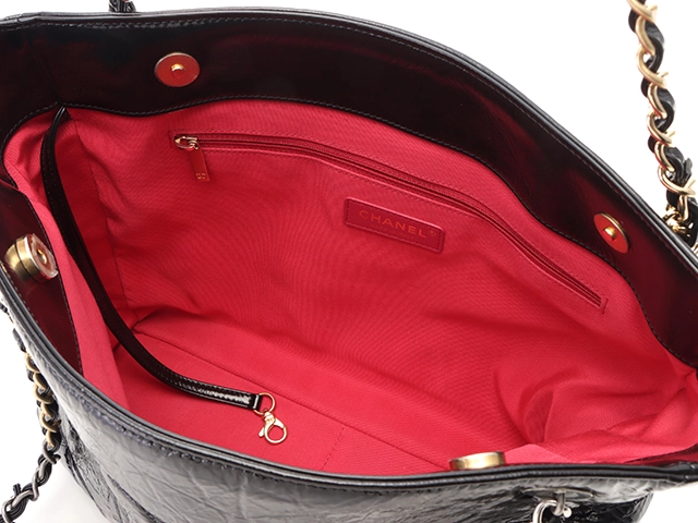 CHANEL シャネル ココマーク マトラッセチェーンショルダートート シャイニーエイジドカーフスキン ブラック ゴールド金具 AS1875【434】