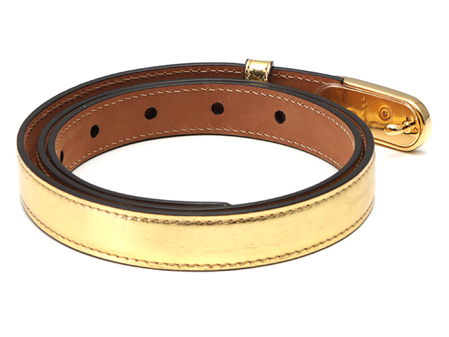 美品✨ フェンディ ベルト 正規品 FF ロゴ ゴールド レザー サイズ42 FENDI フェンディ FFロゴベルト 20mm ゴールド/GP金具