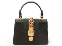 GUCCI グッチ　シルヴィ　トップハンドルミニ　2wayバッグ　ブラック　レザー　433