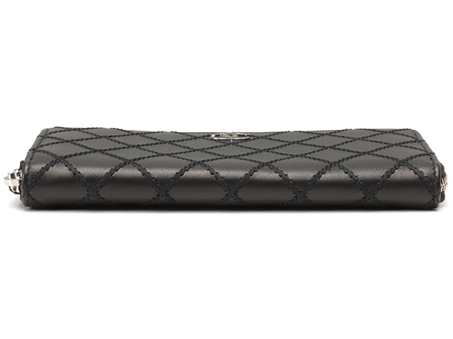 CHANEL シャネル ワイルドステッチ ロングジップウォレット ブラック シルバー金具 ラムスキン 29番台【433】2147100512984