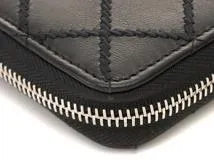CHANEL　シャネル　ワイルドステッチ　ロングジップウォレット　ブラック　シルバー金具　ラムスキン　29番台【433】2147100512984