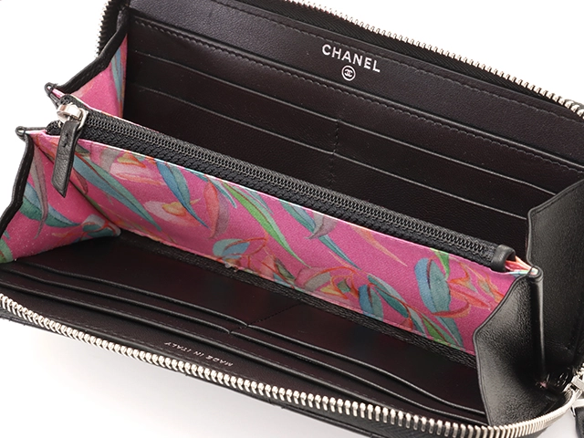 CHANEL シャネル ワイルドステッチ ロングジップウォレット ブラック シルバー金具 ラムスキン 29番台【433】2147100512984