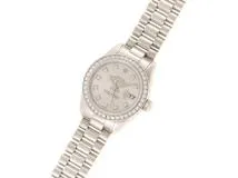 K番 ROLEX ロレックス 時計 デイトジャスト 179136G シルバー文字盤 PT ダイヤベゼル 10Pダイヤ プレジデントブレス 自動巻き レディース（2147100513080）M【200】