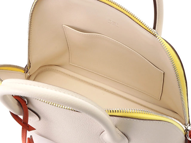 HERMES エルメス ボリード1923 25 トリコロール ハンドバッグ ヴォー・エプソン ナタ/ジョーヌシトロン/テールバテュ シルバー金具【434】