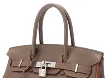HERMES　エルメス　バーキン30　エトゥープ　オレンジ　シルバー金具　トリヨンクレマンス　□O刻印　【430】2147100516760