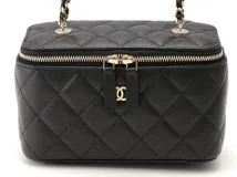 CHANEL　シャネル　スモール　ヨコガタチェーンバニティ　ブラック／ＧＰ　キャビア　AP1341【430】2147100516784
