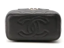 CHANEL　シャネル　スモール　ヨコガタチェーンバニティ　ブラック／ＧＰ　キャビア　AP1341【430】2147100516784