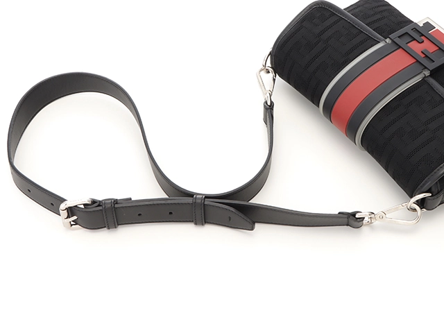 FENDI フェンディ ズッカ　バゲット　ブラック／レッド　テクニカルファブリック／ラバー 7VA472【430】2147100518368