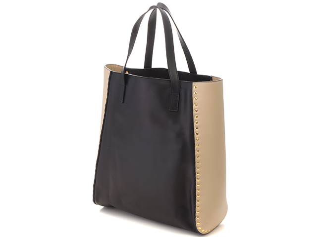 MARNI マルニ スタッズバイカラー トートバッグ ブラック/ベージュ