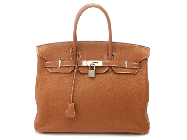 Hermès　エルメス　ハンドバッグ　バーキン35　ゴールド　シルバー金具　▢N刻印　2010年頃製造　【471】Ｌ