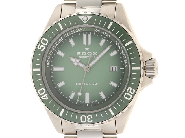 EDOX　エドックス　時計　ネプチュニアン　80120-3VM-VDN1　自動巻き　メンズ　ステンレス/セラミック　SS/CE　グリーン　2147100520071【207】