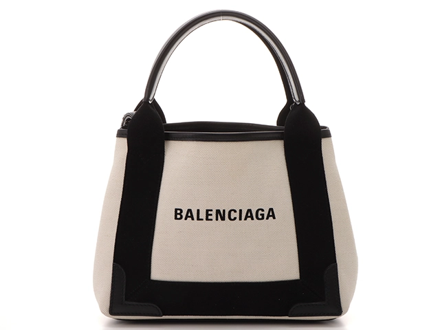 BALENCIAGA バレンシアガ ネイビーカバスＸＳ ホワイト／ブラック キャンバス／レザー 390346【208】2147100521412  の購入なら「質」の大黒屋（公式）