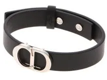 ［美品］ディオール　ROSES CDアイコン　パール　ブレスレット　ブラック DIOR CD Icon ブレスレット ブラック カーフ スキンス