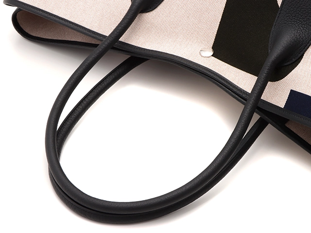 HERMES 　エルメス　ガーデンパーティGM/ヴォヤージュ　ブルーインディゴ/エクリュ/ベージュ/ノワール　トワル/ネゴンダ 　新品同様【472】N