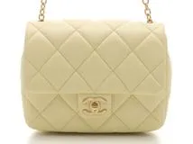 CHANEL シャネル ミニマトラッセ20 チェーンショルダー イエロー/ゴールド金具 ラムスキン AS3850 2147100523058 【432】