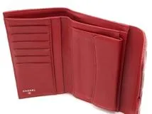 CHANEL　シャネル　マトラッセ　三つ折り長財布　レッド　ラムスキン　【431】