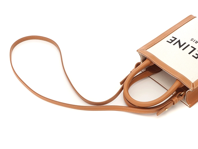CELINE　セリーヌ　ミニバーティカルカバ　ナチュラル　タン　キャンバス　カーフ　193302BNZ.02NT【431】2147100523706