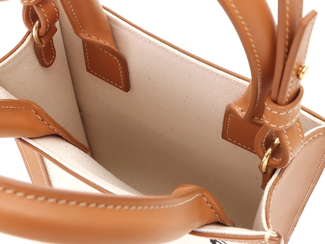 CELINE　セリーヌ　ミニバーティカルカバ　ナチュラル　タン　キャンバス　カーフ　193302BNZ.02NT【431】2147100523706