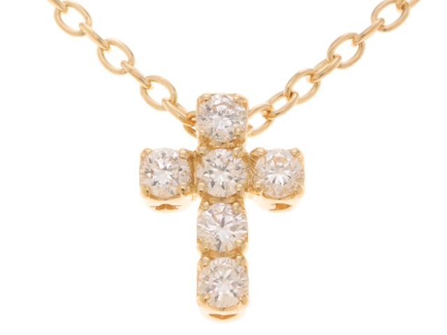 Ponte Vecchio ポンテヴェキオ クロス ネックレス K18イエローゴールド ダイヤモンド0.12ct  約2.1g【430】2147100525663 の購入なら「質」の大黒屋（公式）