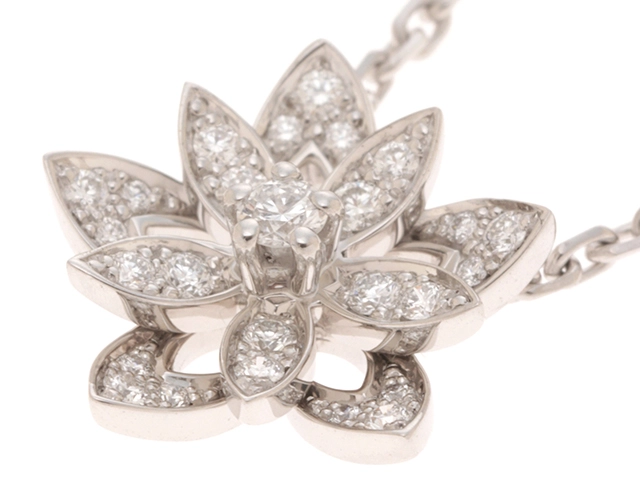 Van Cleef & Arpels　ヴァン クリーフ&アーペル　VCARP0ZW00　ロータスミニ　ネックレス　K18ホワイトゴールド　ダイヤモンド　約5.2g【430】2147100526004