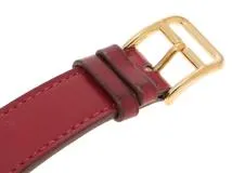 HERMES　エルメス　メドール　110131　ホワイト文字盤　GP/革　クオーツ　レディース　時計　2147100527339【430】