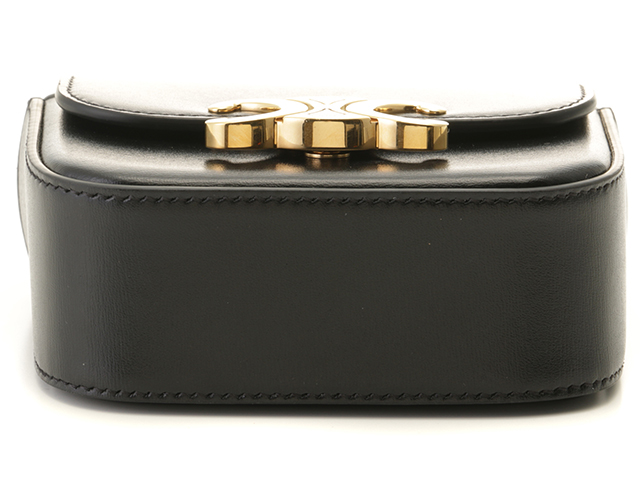 CELINE ポルトモネ トワール トリオンフ 黒 CELINE セリーヌ ミニ トリオンフ バッグ シャイニーカーフ