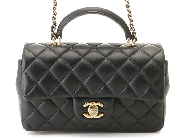 CHANEL シャネル ミニマトラッセ トップハンドル フラップバッグ ショルダーバッグ ブラック/ゴールド ラムスキン AS2431 【436】  2147100529289 の購入なら「質」の大黒屋（公式）