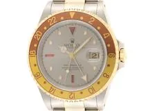 A番 ROLEX ロレックス 腕時計 GMTマスターⅡ16713RG ステンレス/K18イエローゴールド 3Pルビー/8Pダイヤモンドグレー文字盤 トリチウム 自動巻【472】SJ