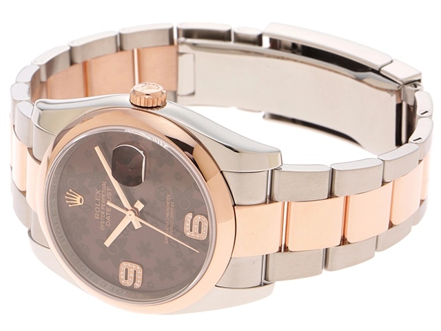 ROLEX　2016年ギャランティー　ロレックス　デイトジャスト　100m　自動巻き　ステンレス・ピンクゴールド　116201　ブラウン文字盤　【432】　2147100532210