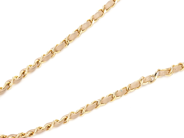 CHANEl シャネル マトラッセWフラップ23 Wチェーンショルダー ライトベージュ GP 【471】2147100537468