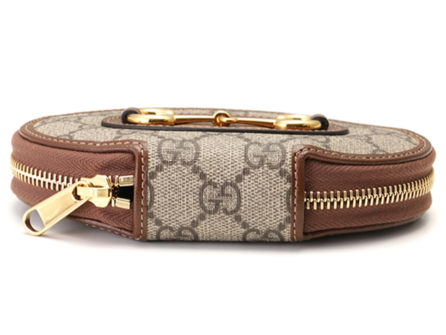 GUCCI　グッチ　ホースビット1955　GGスプリーム　PVC/レザー　ブラウン/ベージュ　622040　コインケース　2147100537475【207】