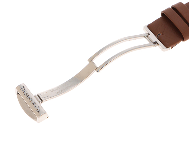 TIFFANY＆Co ティファニー アトラス クロノグラフ SS ステンレススチール レザーベルト グレー クォーツ 【460】2147100538359