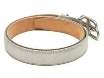 BALENCIAGA バレンシアガ グリッター ロゴベルト シルバー レザー