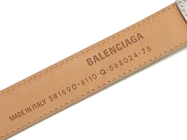 BALENCIAGA バレンシアガ グリッター ロゴベルト シルバー レザー