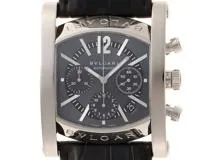 BVLGARI　ブルガリ　アショーマ48mm　AA48SCH　ネイビー文字盤　SS/革　自動巻き　オートマチック　メンズ腕時計【431】