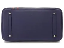 HERMES　エルメス　バッグ　バーキン35オフィサー　トゴ　ブルーアンクル/ボルドー　SV金具　C刻印【431】2147100546972