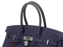HERMES　エルメス　バッグ　バーキン35オフィサー　トゴ　ブルーアンクル/ボルドー　SV金具　C刻印【431】2147100546972