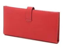 HERMES　エルメス　ベアンクラシック　ヴォーエプソン　ヴァーミリオン/ゴールド金具　□H刻印　長財布【207】214710054207