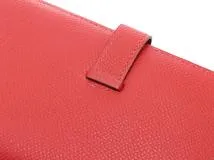 HERMES　エルメス　ベアンクラシック　ヴォーエプソン　ヴァーミリオン/ゴールド金具　□H刻印　長財布【207】214710054207