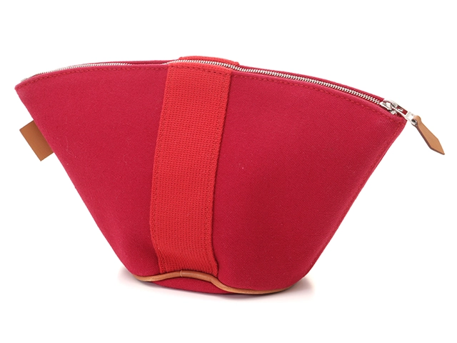 HERMES　エルメス　ポーチ　トルッス　パルミール　ミニ　レッド／ＳＶ　キャンバス　【472】HG