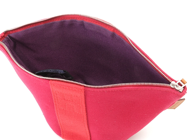 HERMES　エルメス　ポーチ　トルッス　パルミール　ミニ　レッド／ＳＶ　キャンバス　【472】HG