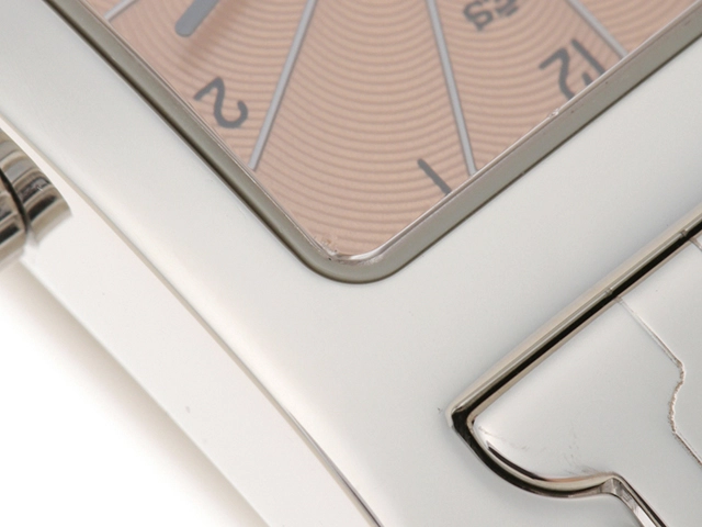 HERMES エルメス 腕時計 2003年並行品 Hウォッチ HH1.210.461/4804 ピンクギョーシェ文字盤 ステンレス クオーツ【472】SJ
