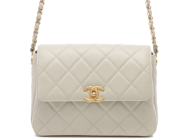 CHANEL　シャネル　マトラッセ　チェーンショルダー　AS4906　アイボリー/GP　キャビアスキン　2147100551235【434】