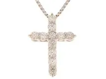 JEWELRY ノンブランドジュエリー クロスモチーフ ネックレス PT850/PT900 プラチナ ダイヤモンド 0.39ct アジャスター付き 【460】2147100551570