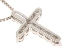 JEWELRY ノンブランドジュエリー クロスモチーフ ネックレス PT850/PT900 プラチナ ダイヤモンド 0.39ct アジャスター付き 【460】2147100551570