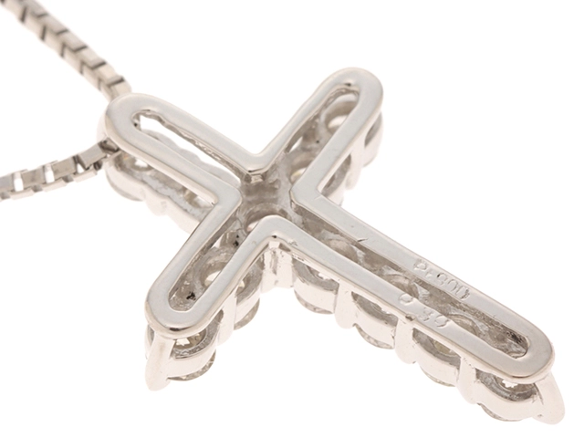 JEWELRY ノンブランドジュエリー クロスモチーフ ネックレス PT850/PT900 プラチナ ダイヤモンド 0.39ct アジャスター付き 【460】2147100551570